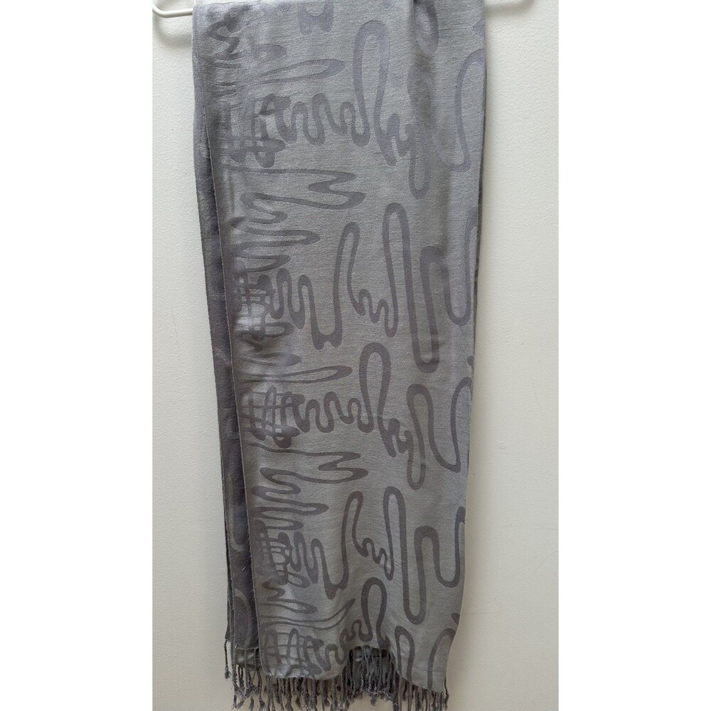 Pashmina Shawl Scarf Wrap gray Fringed Elegant￼25” X 68”